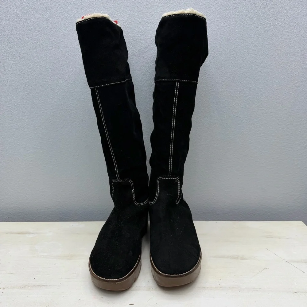 Kors Michael Kors Black Suede Wedge Winter Boots Size 8